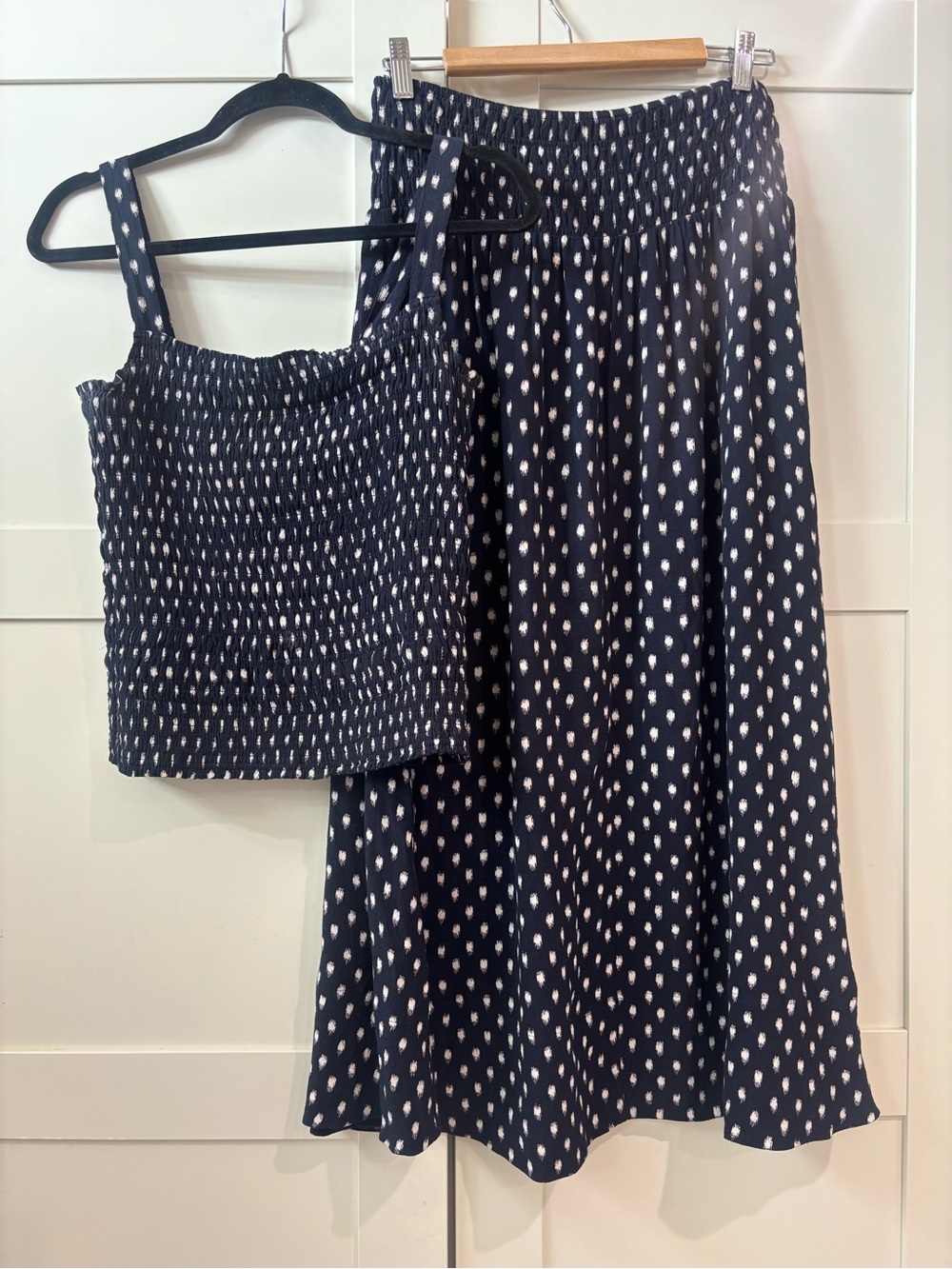 Madewell Smocked Tank Top/Skirt Set in Shibori Dot Print, Size 4/6
